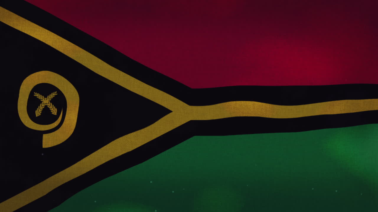 La bandiera nazionale di Vanuatu che sventola.