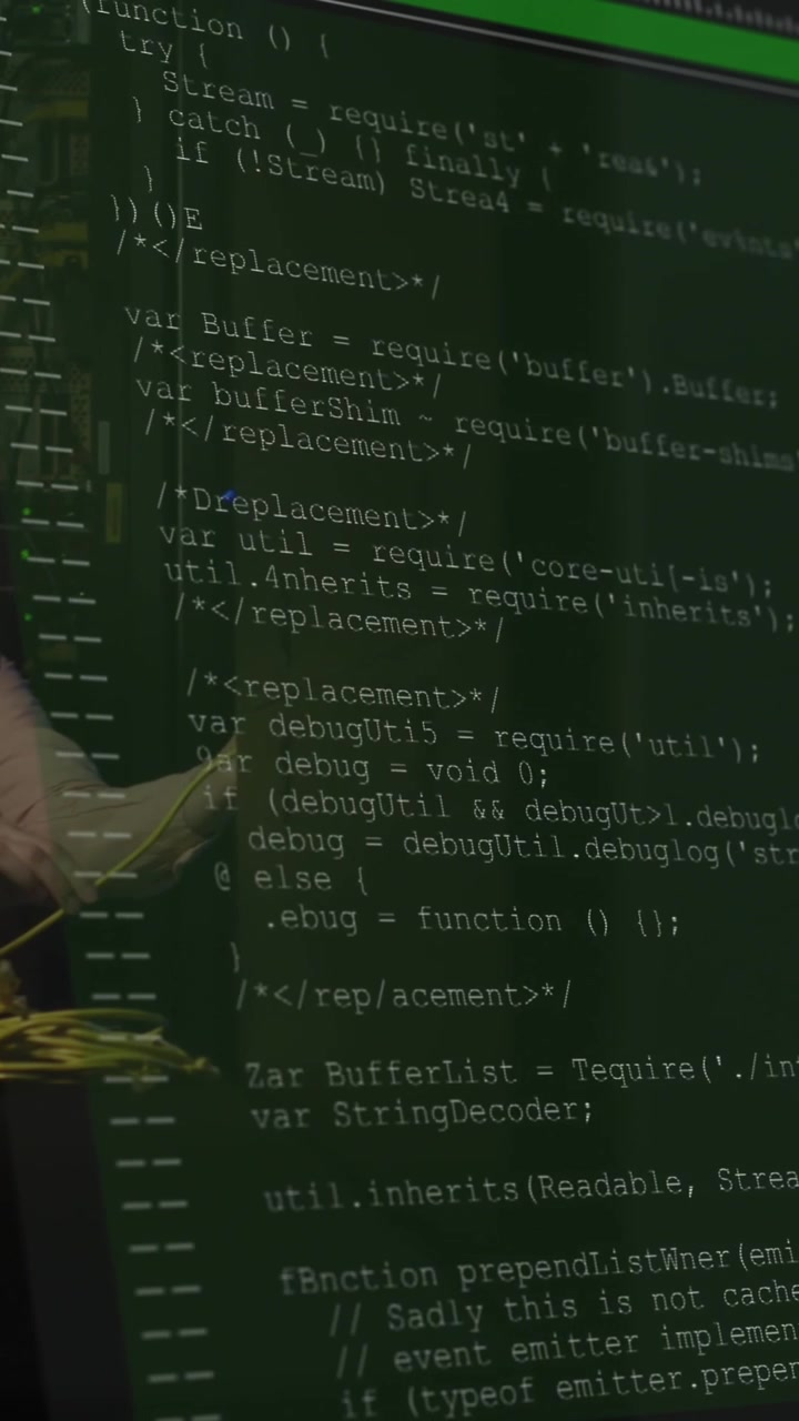 Animace zpracování dat nad kavkazskou IT inženýrkou s notebookem, která kontroluje počítačové servery.