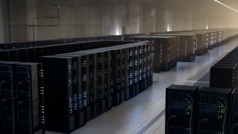 rows of servers in a modern data center