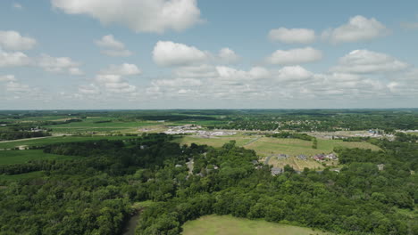 Green-Lush-Vegetation-Surrounding-River-In-Oronoco,-Minnesota,-USA---aerial-shot