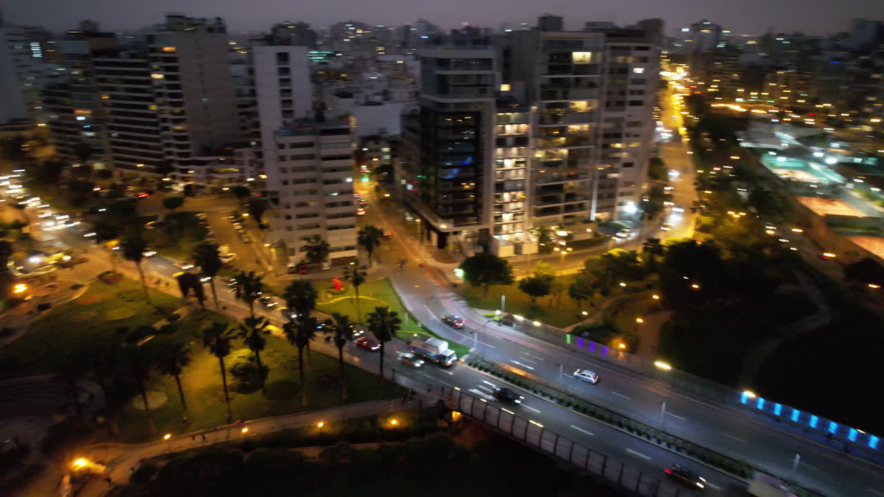 Miraflores Lima in Peru city at night
