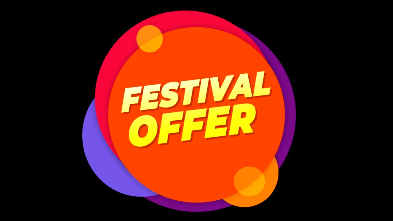 Festival Offer Text Flat Sticker Colorful Popup Animation.
