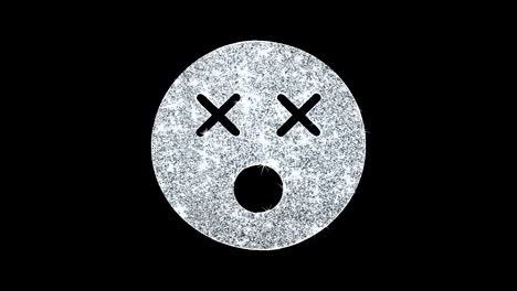 unhappy face symbol icon shining glitter loop blinking particles .