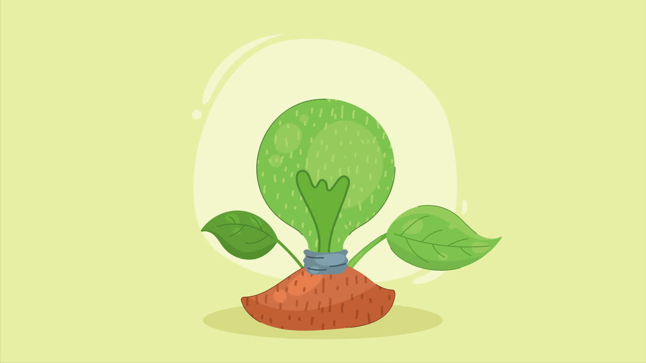 lâmpada ecológica com animação de plantas