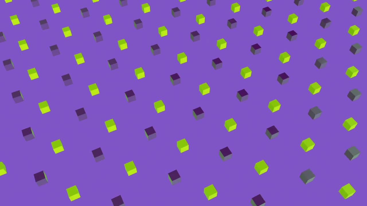 3D purple and green square moving