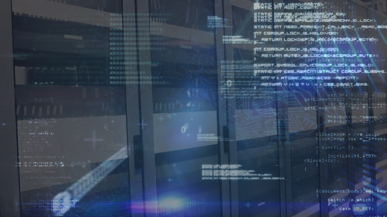 animación del procesamiento de datos a través de servidores informáticos