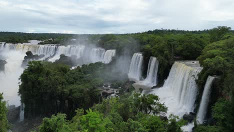 4k aerial of iguazú falls between argentina and brazil