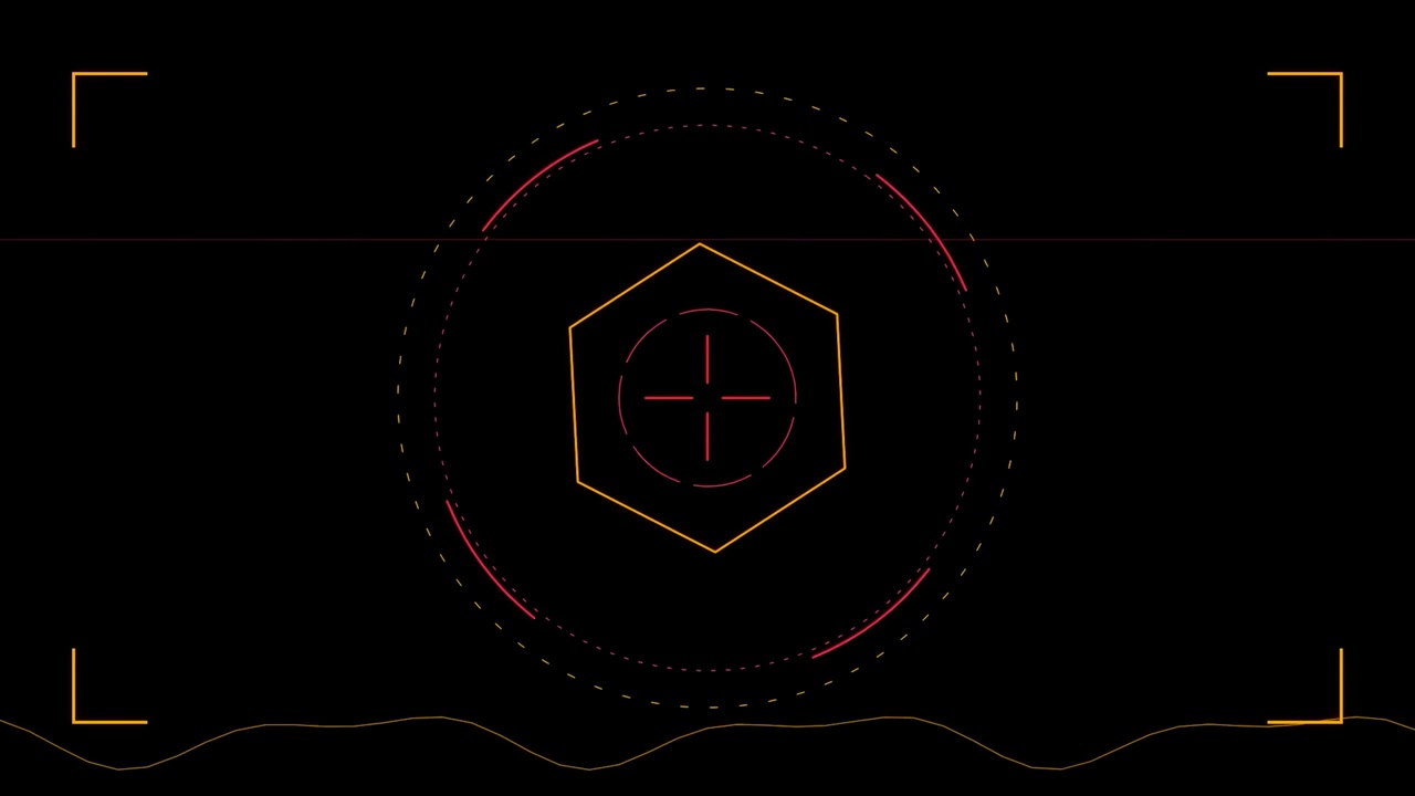Abstract Digital HUD Interface with Rotating Hexagonal Target