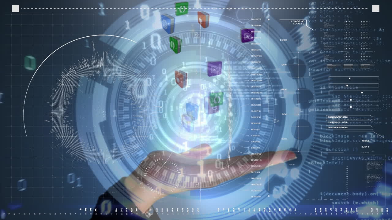 미디어 아이콘 위의 범위 스캐닝의 애니메이션