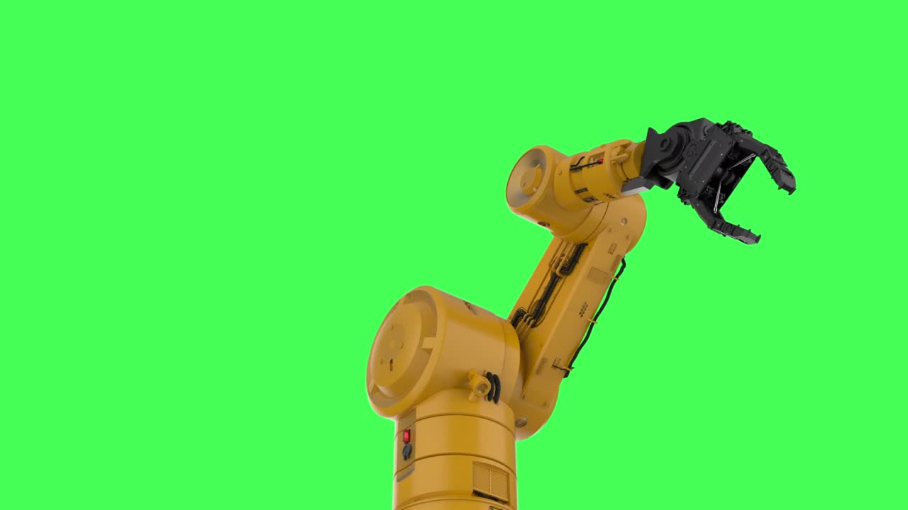 brazo robótico amarillo aislado en la pantalla verde