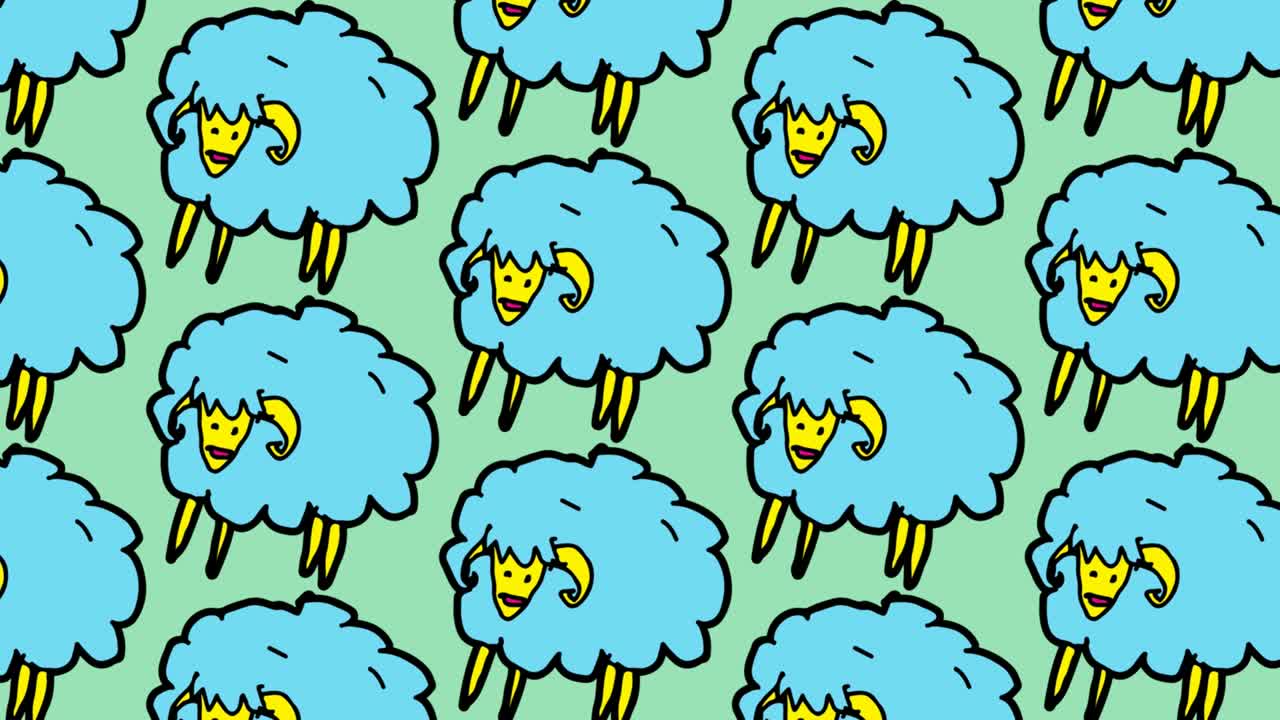 어린아이들이 팝 아트 그림을 그리고 있습니다. 양의 테마로 매이지 않는 배경입니다.