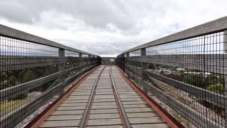 train crossing bridge in ballarat, victoria, australia