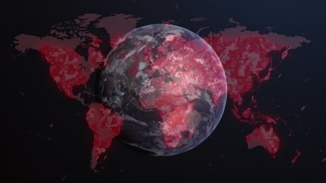 animación de las células de covid-19 en todo el mundo y mapa mundial