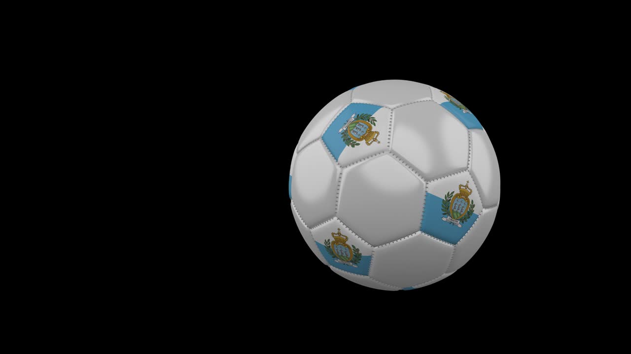 산마리노의 발이 투명한 배경에 날아다니는 축구공, 알파 채널