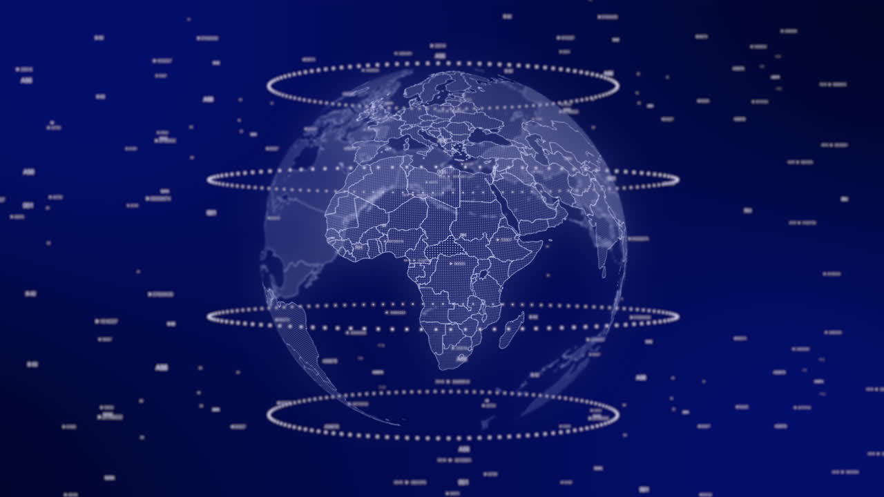 Central African Republic country emerges on rotating digital globe, surrounded by energy particles, illustrating advanced data analysis in cinematic background