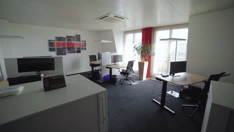 empty office workplace desk telecommute covid