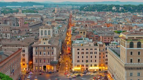 italy altare della patria rooftop view point piazza venezia sunset panorama 4k time lapse