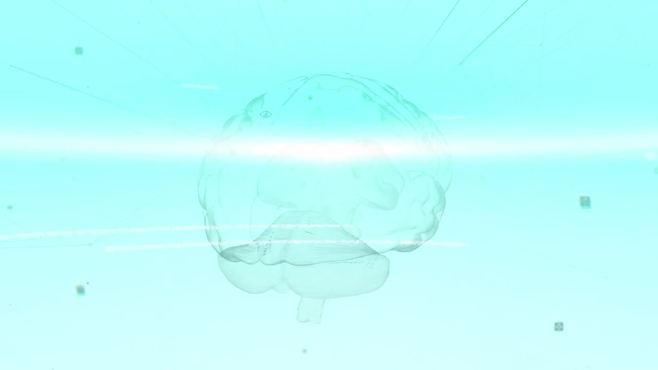 디지털 두뇌와 연결 네트워크를 통해 데이터 처리의 애니메이션