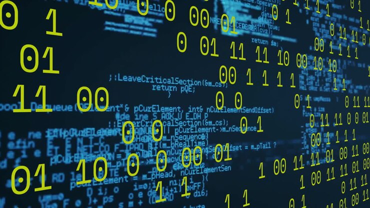 Animation of binary coding and digital data processing