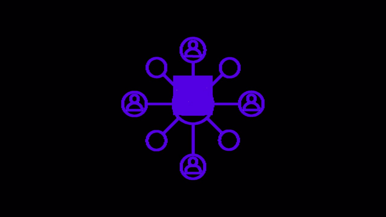 Animated Purple Network Icon with Connecting People