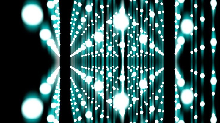 Latar Belakang Pola Titik Lingkaran Geometris Abstrak Tampilan Perspektif Berwarna Biru Bercahaya Bergerak Menggeser, Animasi Loop Tanpa Jeda 4K