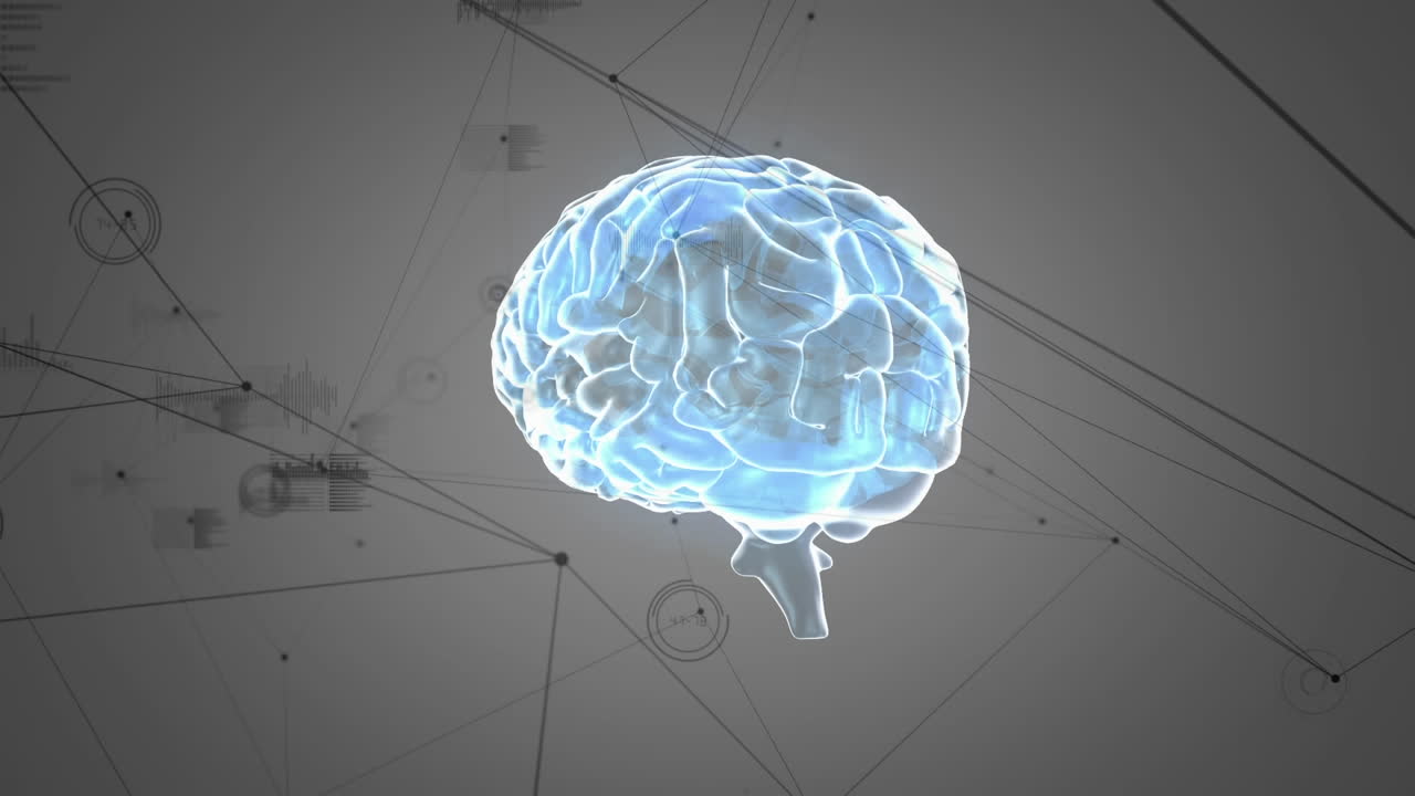 cerebro digital y líneas asimétricas con gráficos