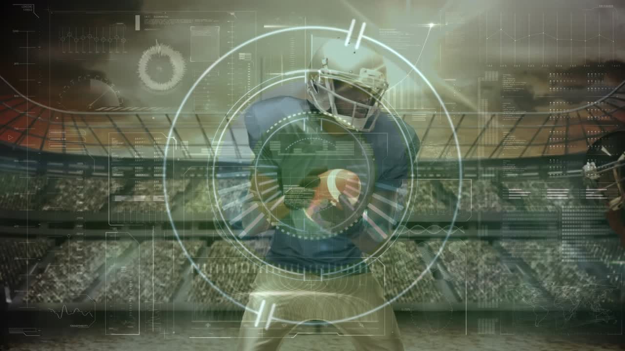 Animation of data processing over diverse male rugby players