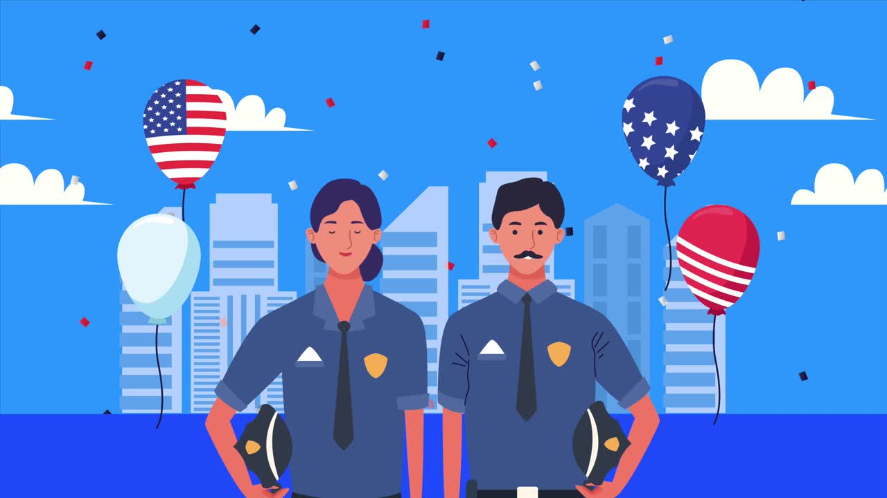 경찰관들과 함께 행복한 노동의 날 축하