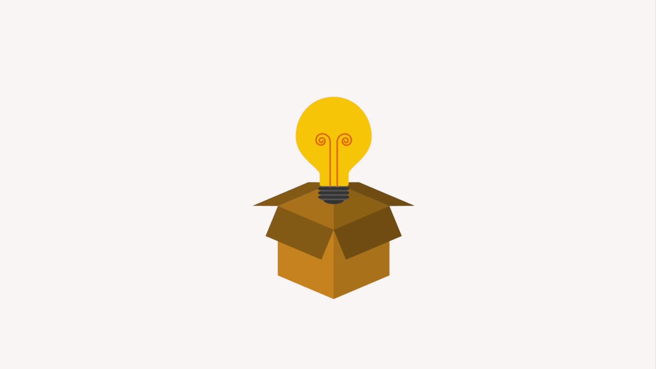 cardboard box and bulb light turning on and off