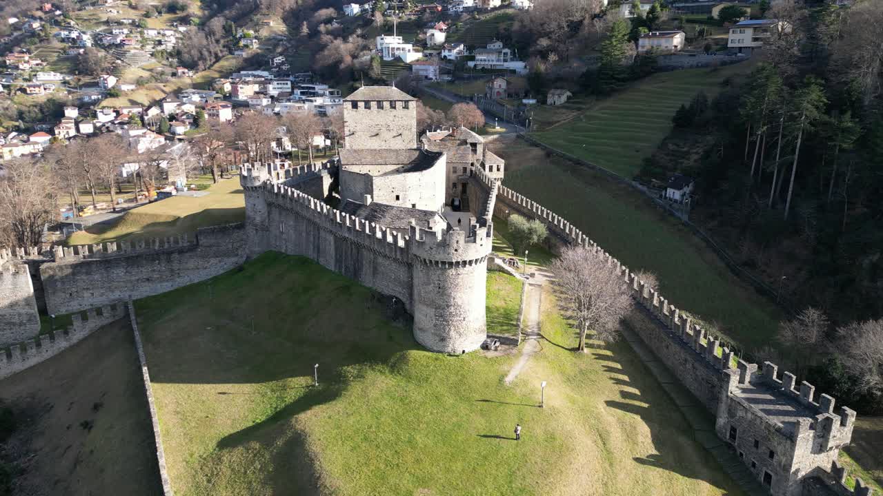 Bellinzona Switzerland heritage castle on sunny day