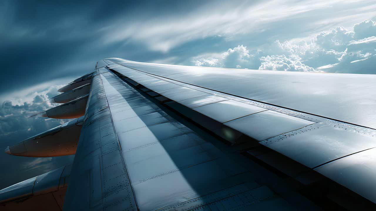 A Stunning View from the Wing of an Aircraft Captured in Two Frames, Showcasing the Majestic Skies, Clouds, and the Intricate Details of the Aircraft Structure during Flight