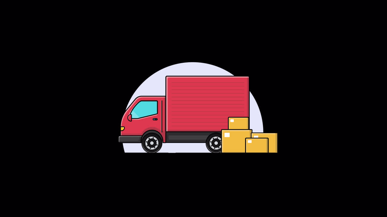 Animated Red Delivery Truck with Boxes