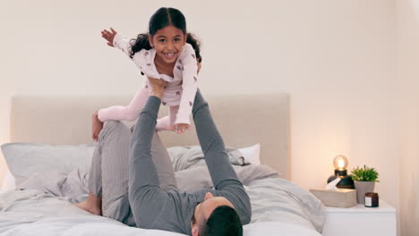 Happy,-airplane-and-girl-child-with-father