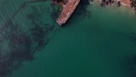 St-Ives-Town-in-Cornwall-with-an-Aerial-Top-Down-Dolly-Shot-Over-Pier-and-Harbor