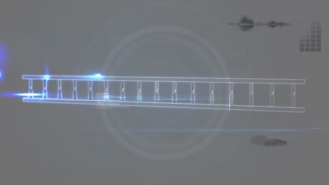 animación de la cadena de adn de construcción, con procesamiento de datos en la interfaz gris