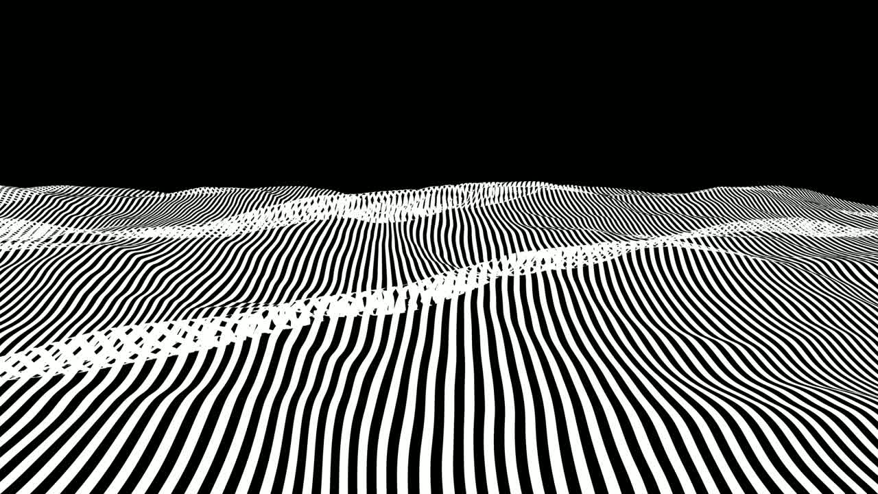 Abstract white striped wave background. Sine line looped seamless pattern. Simple 4K ocean horizon op art with alpha channel.