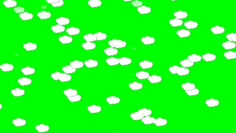 Weiße-Wolken,-Fallende-Animationsgrafiken-Auf-Grünen-Videohintergrundelementen