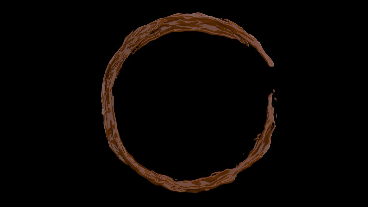 4k 슬로 모션 초콜릿은 원 모양으로 움직이고 3d 애니메이션은 알파 채널을 포함합니다.