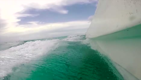 perspective shot on a speed boat over blue ocean of caribbean