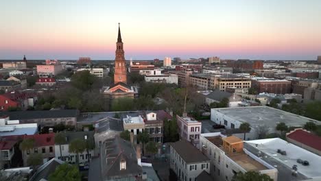 aerial-st-philips-church-fly-by-in-charleston-sc,-south-carolina