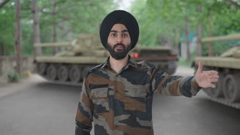 angry sikh indian army man shouting on someone