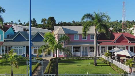 colorful colonial houses at santa barbara de samana in dominican republic