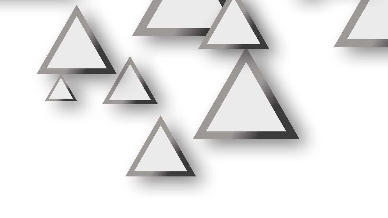 Abstract silver triangles flying up on white background