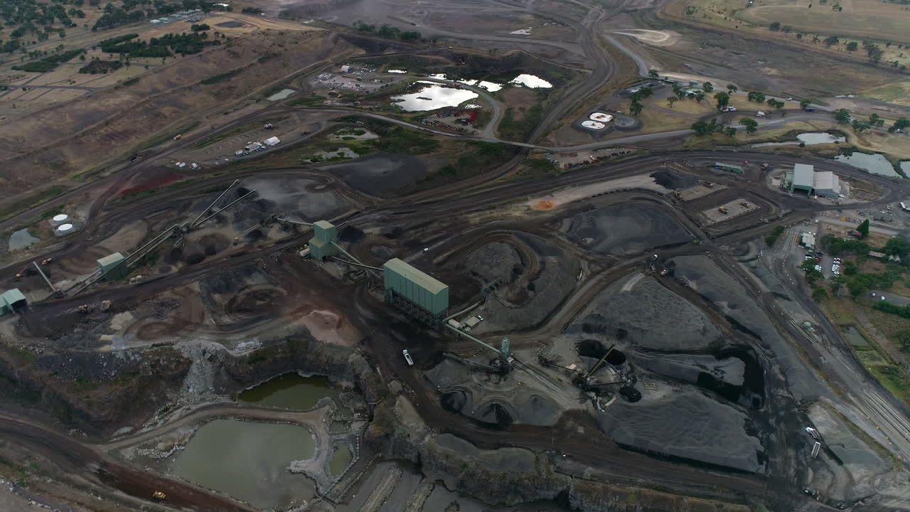 Mine site drone creative flyover aerial shot