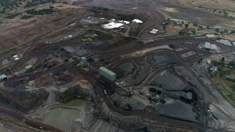 mine site drone creative flyover aerial shot