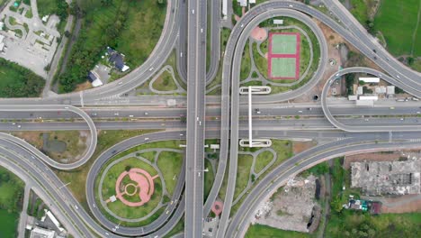 aerial view of highway interchange