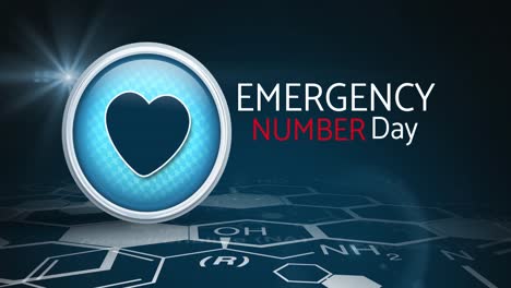 animation of emergency number day text with medical icons on black background