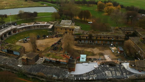 ariel view of coalhouse fort in east tilbury, essex