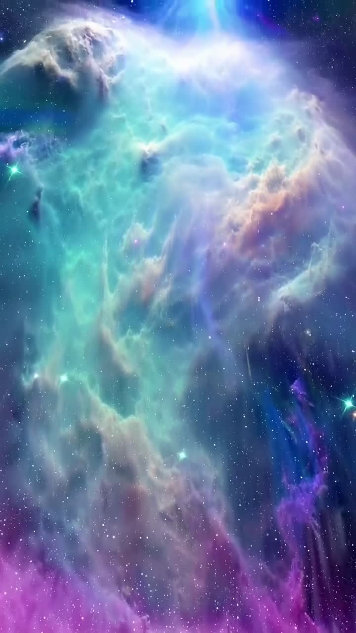 Vibrant cosmic nebula in a wide-angle view, perfect for a space-themed video backdrop