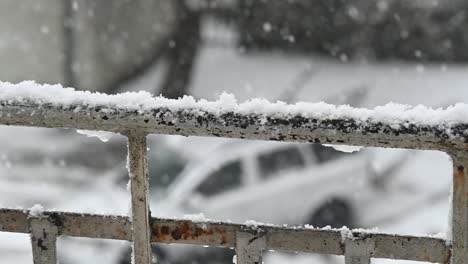 slow motion of falling snow. blurred winter background